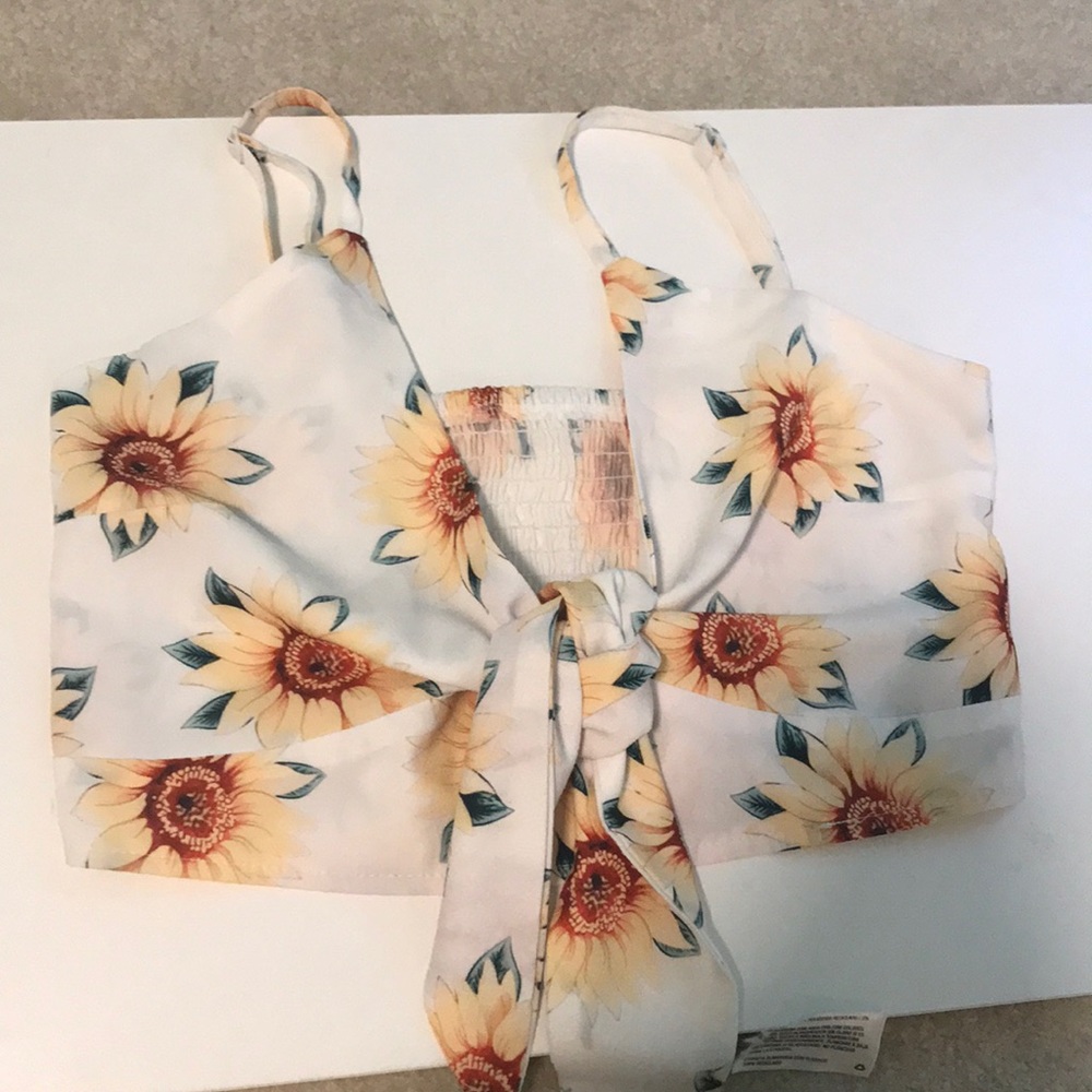 Sunflower cami crop top with tie front